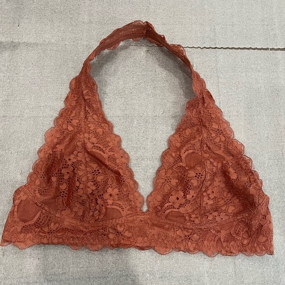 [L]Free People Intimately Lace Halter Bralette in Rust - Picture 2 of 7